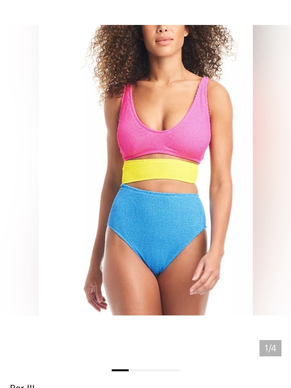 Bar III  Colorblock- Pink, Yellow & Blue Cut out One Piece Size XS
